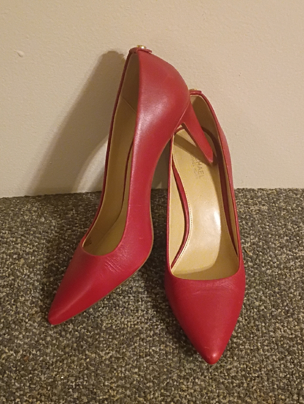Michael Kors Red Pointed-Toe Leather Flex Pumps Size 7.5